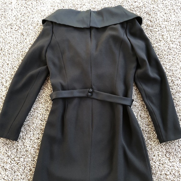 Vintage 80s Victor Costa Nahdree Cross Strap Collared Dress Womens 8 Black USA - Picture 6 of 11